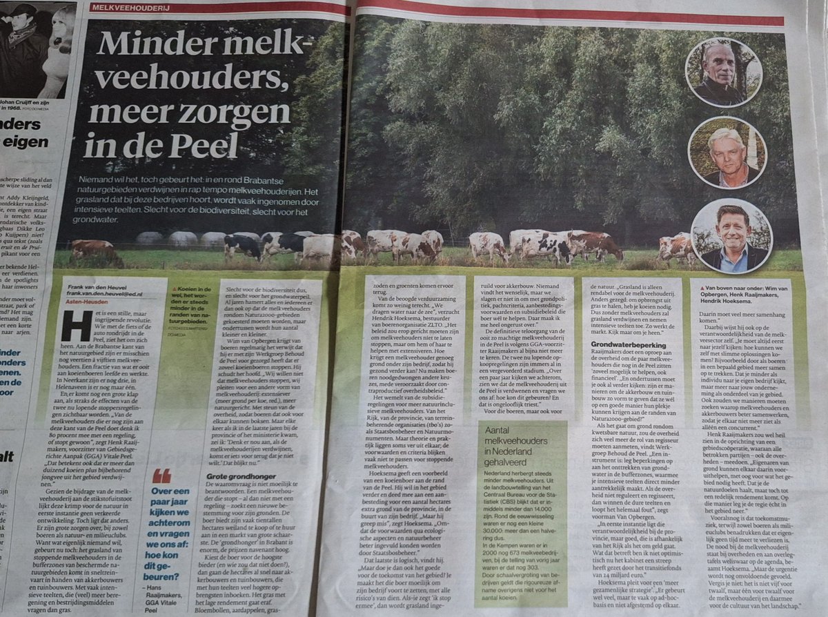 Dit is een staaltje " de koe in de kont kijken". De #melkveehouderij verdwijnt. Beleidsregels tuimelen over elkaar heen die #kostprijsverhogend werken. #natuurinclusief en #extensief wordt gepredikt zonder consequenties voor #veehouders en de grond gaat naar hoogste bieder #spijt