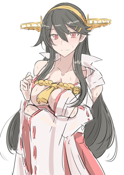 「ちょっと暑いですけど、こうすれば榛名はダイジョウブデス」 