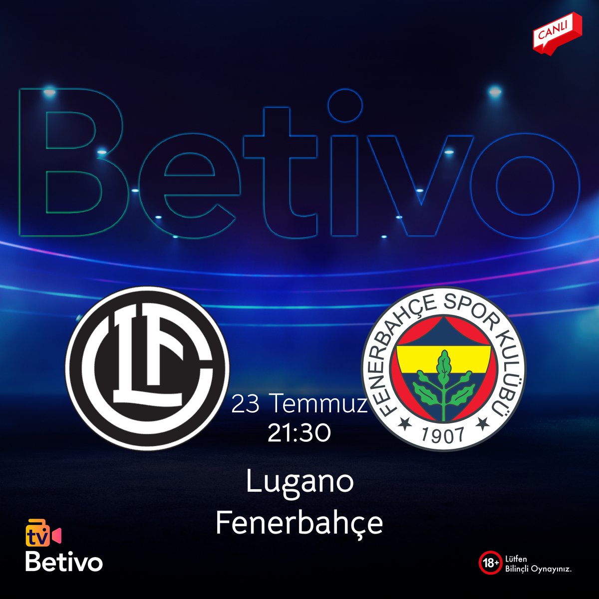 Betivo1's tweet photo. Temsilcimiz Fenerbahçe bugün Lugano deplasmanında! UEFA Şampiyonlar Ligi Ön Eleme Mücadelesinde en iyi oranlar Betivo'da! Yayın akşam BetivoTV'de!

Güncel Adres 👉 https://t.co/qHNRxTFrvg
Tv 📺 https://t.co/VE1sUFbNrT

📲 #LUGvFB #betivo #betivotv https://t.co/P6Ky9NTbk7