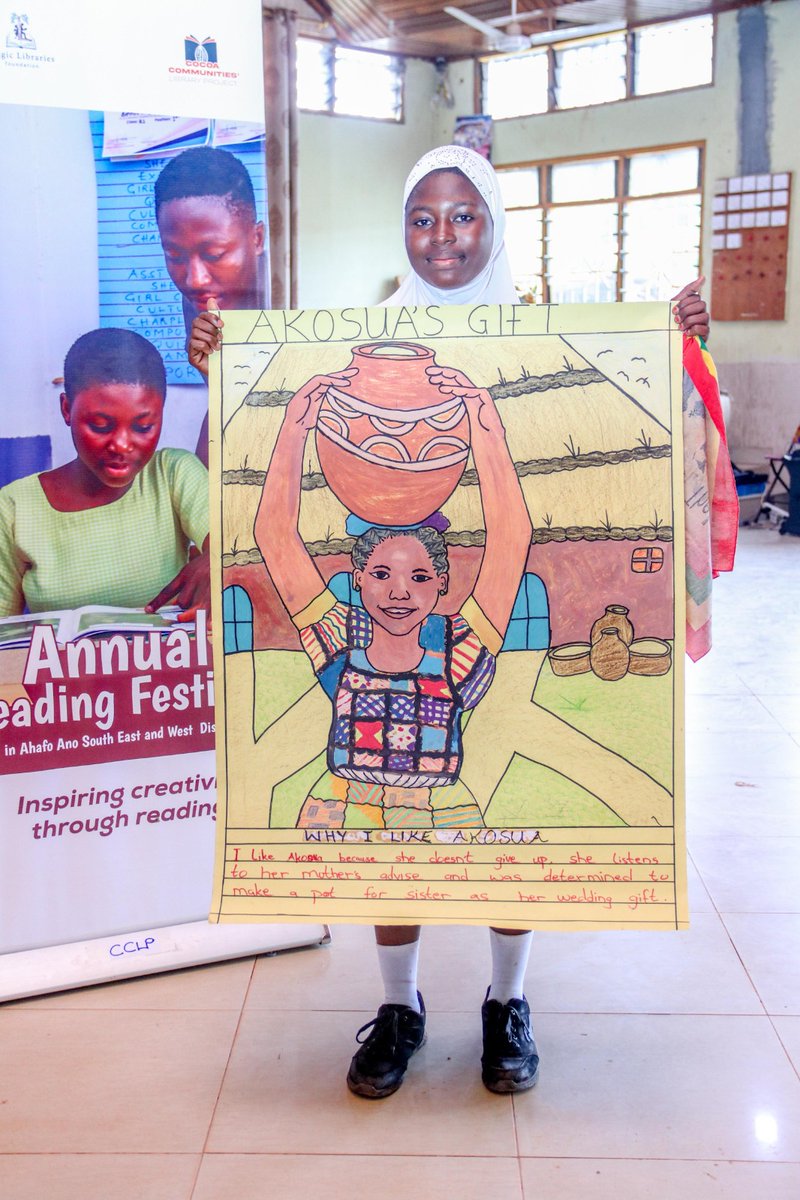 pdaghofficial's tweet image. The #CCLP aims to inspire #creativity through reading. Here are the #winning art works from #children in the #AhafoSoutheast and #Westdistricts based on #book characters that they loved 😍 #GranHermano #PDA #NestleGhana #MagicLibraries   #ChildrensBooks