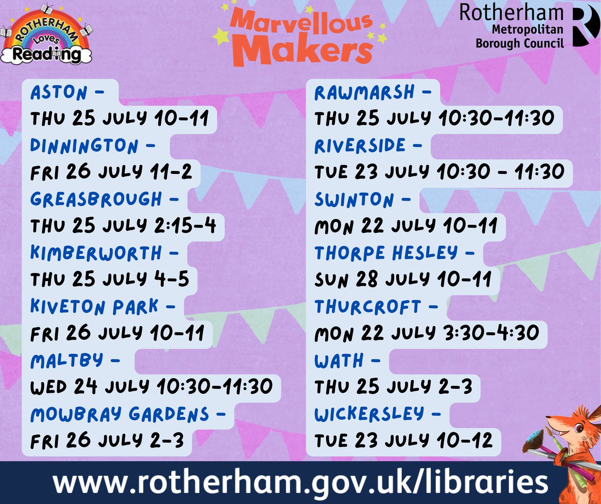 Here are our dates and times of Summer Reading Challenge activities in our branches across this week.
#MarvellousMakers