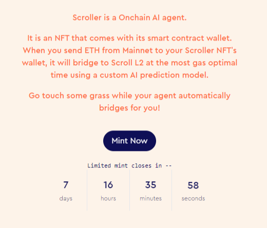 HODLerka's tweet photo. #Scroller to innowacyjny #NFT od #SpartanLabs, wspierane przez @Scroll_ZKP . 

 👉To inteligentny agent on-chain, który optymalizuje transfery $ETH z Mainnet na Scroll L2, używając #AI . Wykorzystuje standardy ERC-4337 i ERC-6551 do obsługi półautonomicznych transakcji.

Czym się charakteryzuje?
👉Automatyzuje transfery przy najniższych kosztach gazu.
👉Cena mintu 0.00420 ETH
👉Możemy go mintować do 30 sierpnia 2024
👉Jego liczba jest nieograniczona
👉Posiada wallet, z którego możemy korzystać właśnie do bridgowania funduszy na Scroll

💡 Uwaga: 
Scroller to eksperymentalny Proof-of-Concept. Pamiętajcie, że jeśli chcecie go używać, to znajcie ryzyko możliwej utraty lub zablokowania środków. 

 Działając pod Airdrop, osobiście przebridguje pare $$

 ✅Dzięki wymintowaniu tego agenta, otrzymamy dodatkową odznakę w Scroll Canvas.

Jak zobaczyć odznakę?

➡️Zaczynamy od wymintowania NFT
➡️Wchodzimy w menu "Customize Display" na Scroll Canvas
➡️Przeciągamy odznakę z "Not Displayed" do "Displayed".

Oto kilka ważnych pytań i odpowiedzi:

 ❓Czy Scroller ma dostęp do moich funduszy?
Portfel agenta on-chain jest własnością portfela, który posiada NFT.

❓Kto płaci opłaty za gaz?
Opłaty są odejmowane od salda ETH użytkownika w momencie bridgowania.

❓Minimalna kwota do bridgu?
Rekomendowane: <10 GWEI = 0.005 ETH, >10 GWEI = 0.01 ETH, >20 GWEI = 0.02 ETH.

❓Czas bridgu?
Od 30 minut do 24 godzin w okresach dużej zmienności.

❓Czy jest to oficjalny projekt Scroll?
To eksperyment od Spartan Labs, wspierany przez Scroll.

Więcej informacji znajdziesz tutaj.

➡️https://t.co/LioV1uQEAG
➡️https://t.co/peqFMoOMLy
➡️https://t.co/vy2TpuvYGD
➡️https://t.co/PEDqjtce6F