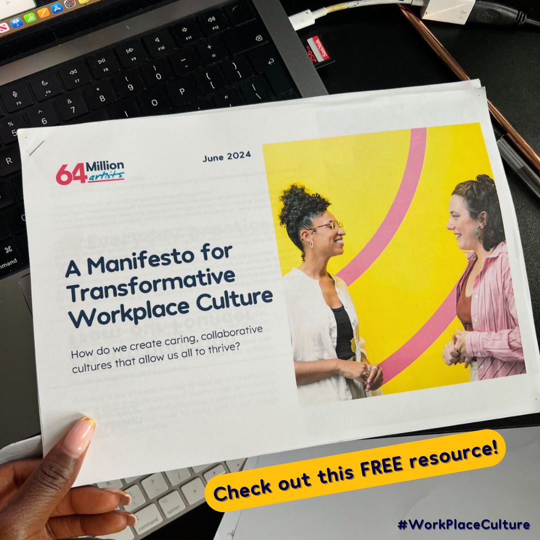 64M_Artists's tweet photo. ✨ Check out our new free resource, the Manifesto for Transformative Workplace Culture, with top-tip actions for a better #WorkPlaceCulture. Download now! https://t.co/Ed0P7n99Xn  ✨ https://t.co/nvXtfjNHvW