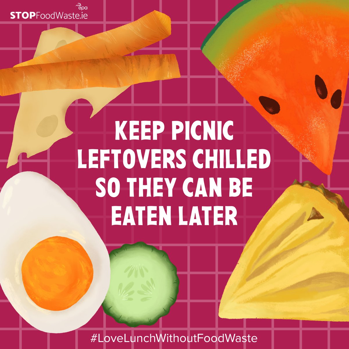Give picnic leftovers a second chance to be eaten!

• Keep them chilled. 
• Pop any leftovers back into your cooler bag to keep them at their best, so they can be eaten later. 
• Take them with you or share them with guests to take home.

#LoveLunchWithoutFoodWaste