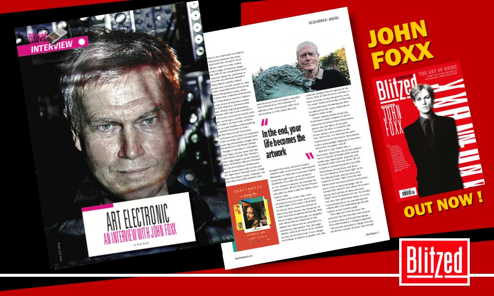 In the latest issue of Blitzed, we have an exclusive interview with synth legend John Foxx <a href="/foxxmetamedia/">Metamatic Records</a> about new book Electricity and Ghosts exploring  his art &amp; design legacy.  

Order Blitzed today! 🔥
🎹Order: shorturl.at/Bc1Kn 
🎹Subscribe: shorturl.at/kFV78