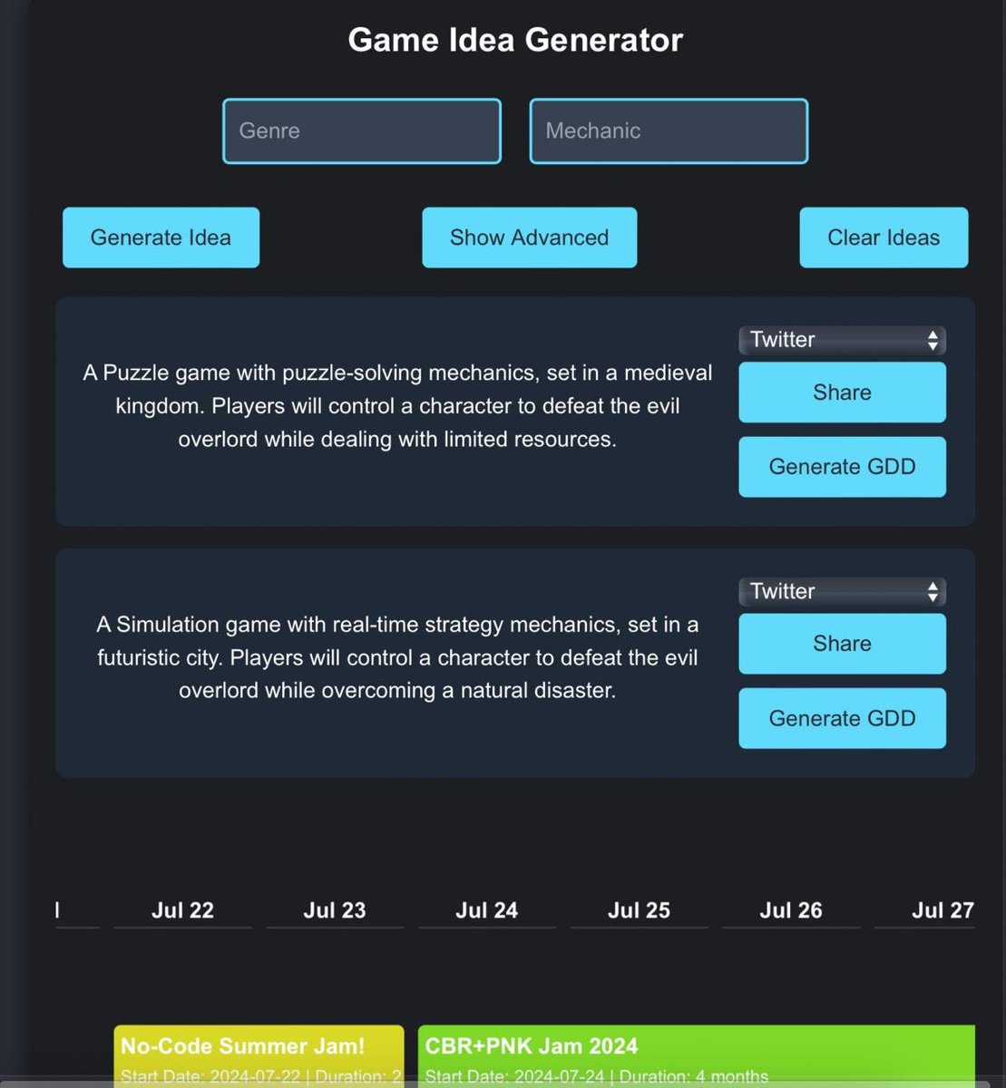 ChristianBiever's tweet photo. So I think I have all I need to launch a small MVP for fun. #gamedev #gamedevelopment #idea #generator https://t.co/FfQueyUyhn