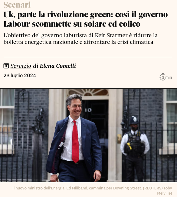 elencomelli's tweet photo. Rivoluzione #rinnovabile in UK
sblocca i grandi parchi solari ed eolici.
@Ed_Miliband contro il #nimby
vuole esautorare gli enti locali
dalle scelte in materia di #energia
per triplicare il solare, raddoppiare l’eolico
e quadruplicare l’offshore al 2030.
https://t.co/PAgnNc63QK https://t.co/ApNRN8IyGW