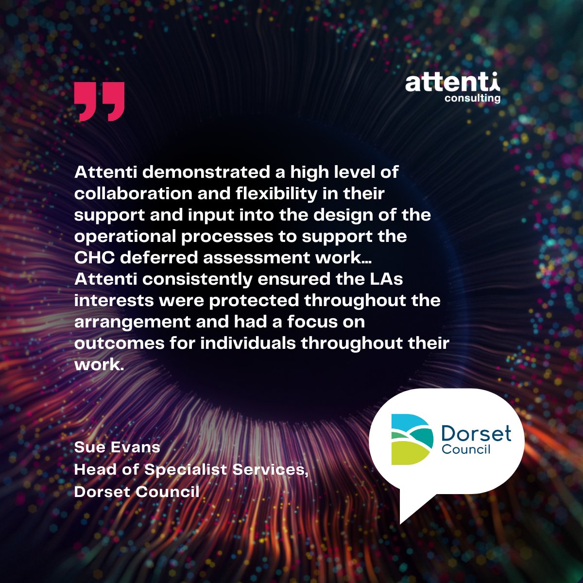 "Attenti consistently ensured the LA's interests were protected throughout the arrangement and had a focus on outcomes for individuals throughout their work."  It was great working with <a href="/DorsetCouncilUK/">Dorset Council UK</a> on this project! For more: eu1.hubs.ly/H09_4L10 #uksocialcare #socialcare