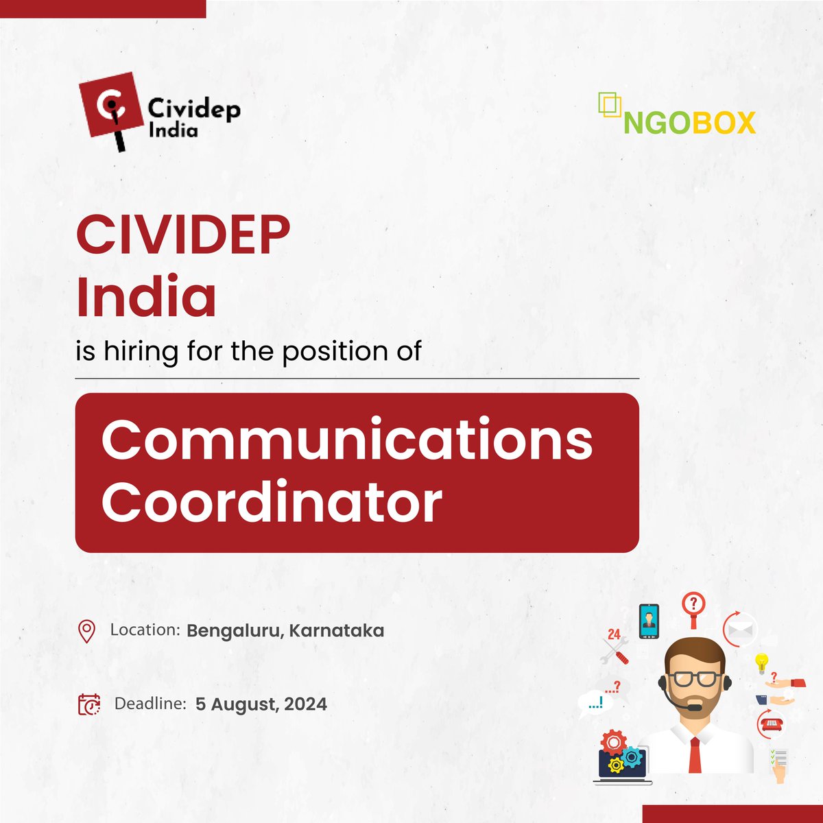 NGOBOX India (@ngobox) on Twitter photo #JobOpening <a href="/Cividep/">Cividep India</a> India is hiring for the position of Communications Coordinator Required: Degree in Media and Mass Communication, Social Sciences, or English Literature
Location: Bengaluru, Karnataka
Deadline: 5 August 2024
Apply: ngobox.org/job-detail_Com… #JobOpening <a href="/Cividep/">Cividep India</a> India is hiring for the position of Communications Coordinator Required: Degree in Media and Mass Communication, Social Sciences, or English Literature
Location: Bengaluru, Karnataka
Deadline: 5 August 2024
Apply: ngobox.org/job-detail_Com…