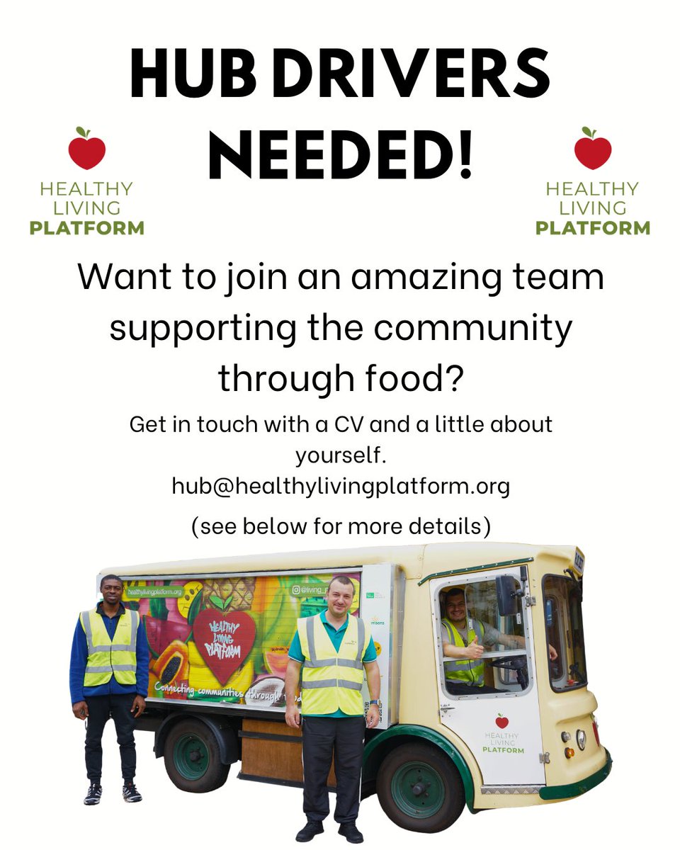 VOLUNTEER and PAID DRIVERS NEEDED
The Lambeth Surplus Food Hub needs volunteer drivers to support in the collection and re-distribution of food to communities across Lambeth on a flexi basis.
 
For more details, click below 👇
tinyurl.com/hlphubdriver