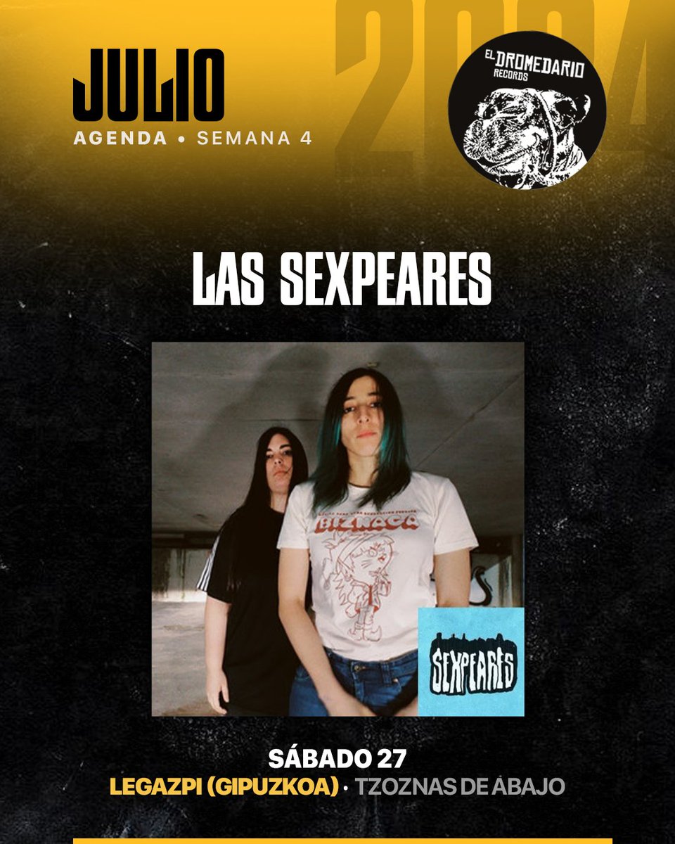 <a href="/lassexpeares/">sexpeares 🏳️‍🌈🏳️‍⚧️</a> 
MIÉR 24 📍 Navarra (Lezaun)
🎟️ Entrada gratuita
SÁB 27 📍 Legazpi, Gipuzkoa (Tzonznas de abajo)
🎟️ Entrada gratuita