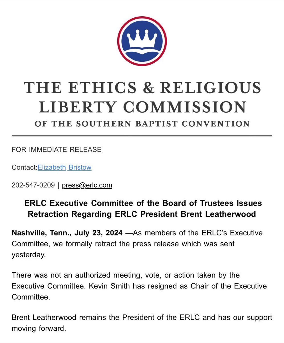tomascol's tweet image. This is a complete embarrassment for the SBC. @erlc trustees need to come clean with the churches that own the entity. It’s time for transparency—which churches have been requesting for years.