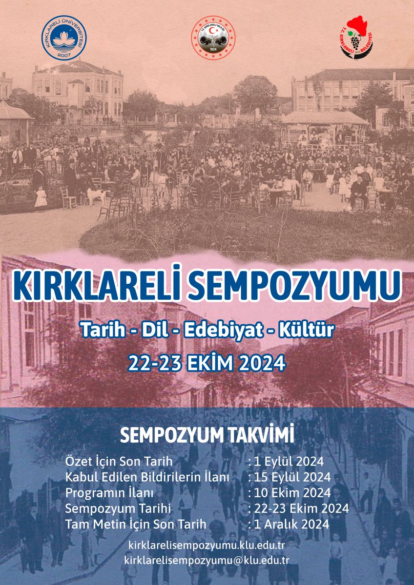Kırklareli Sempozyumu düzenliyoruz. Bildirilerinizi bekliyoruz.

Detaylar ⬇️
kirklarelisempozyumu.klu.edu.tr