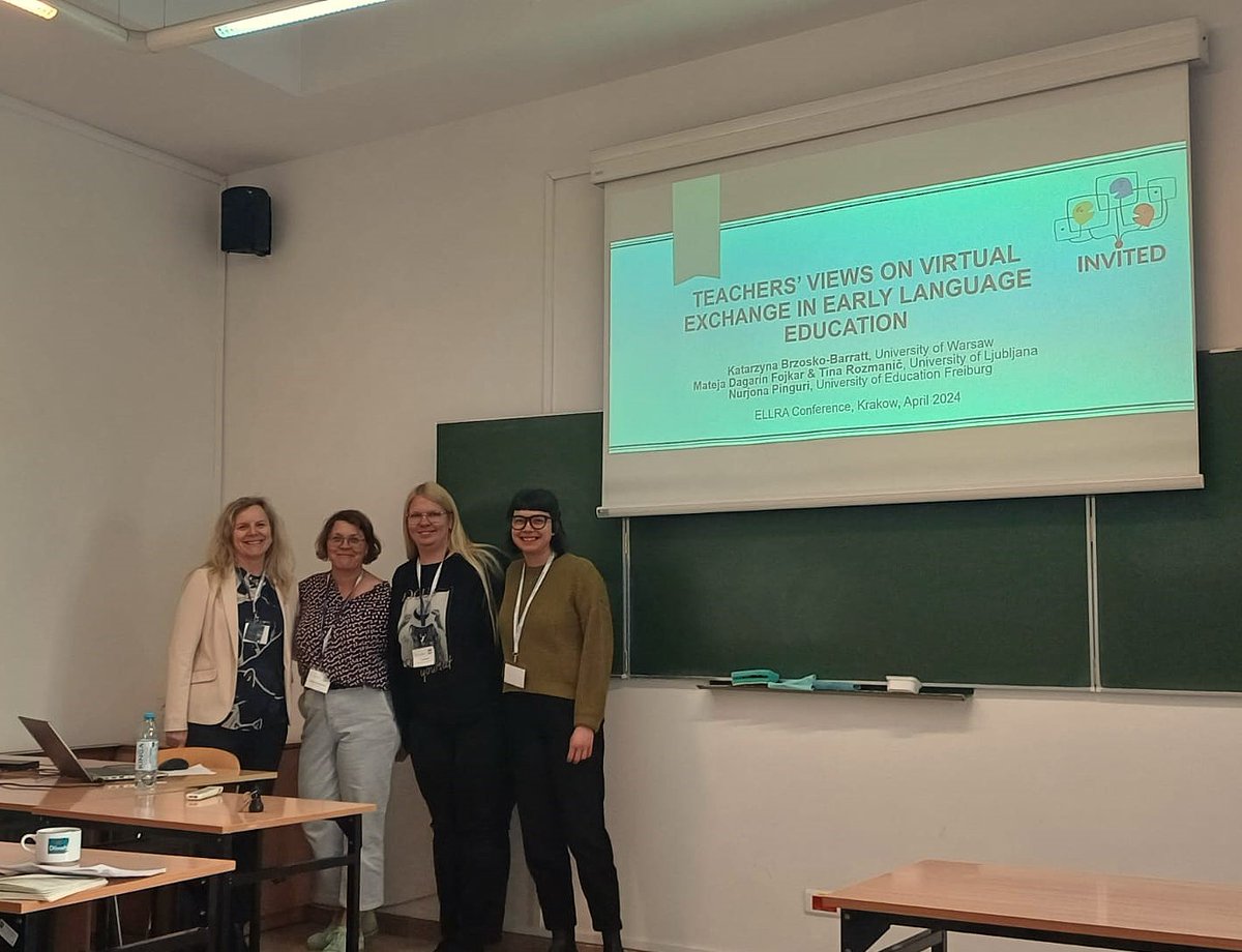 The #INVITEDproject team, Mateja Dagarin Fojkar 🇸🇮 , Katarzyna Brzosko-Barratt 🇵🇱, Tina Rozmaric 🇸🇮 and Nurjona Pinguri 🇩🇪, presented the project and the latest survey results at the ELLRA Inaugural Conference in Kraków.

#ELLRAconference #virtualexchange