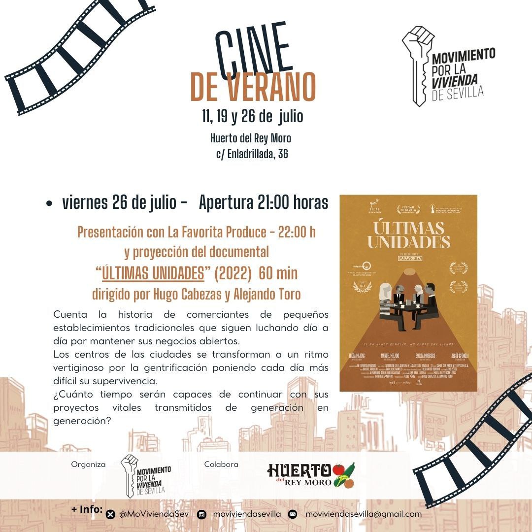 📢📢📽️ ¡¡El próximo viernes 26 tendremos otra sesión de cine de verano en <a href="/HuertoReyMoro/">Huerto del Rey Moro</a> !!

👉Abrimos puertas a las 21

👉 Recuerda traer efectivo si quieres tomar algo en nuestro ambigú solidario con los <a href="/18delamacarena/">Absolución 18 de la Macarena</a> 

¡¡Nos vemos el viernes!!