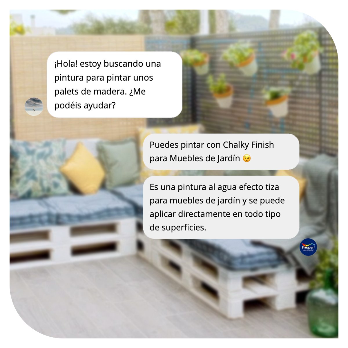 Bruguer_'s tweet photo. Con un poco de imaginación y nuestra pintura Chalky Finish para Muebles de Jardín, puedes convertirlos en preciosos muebles para tu terraza o jardín 😍 https://t.co/TiOl9JH1EX https://t.co/UJDKAestZ9