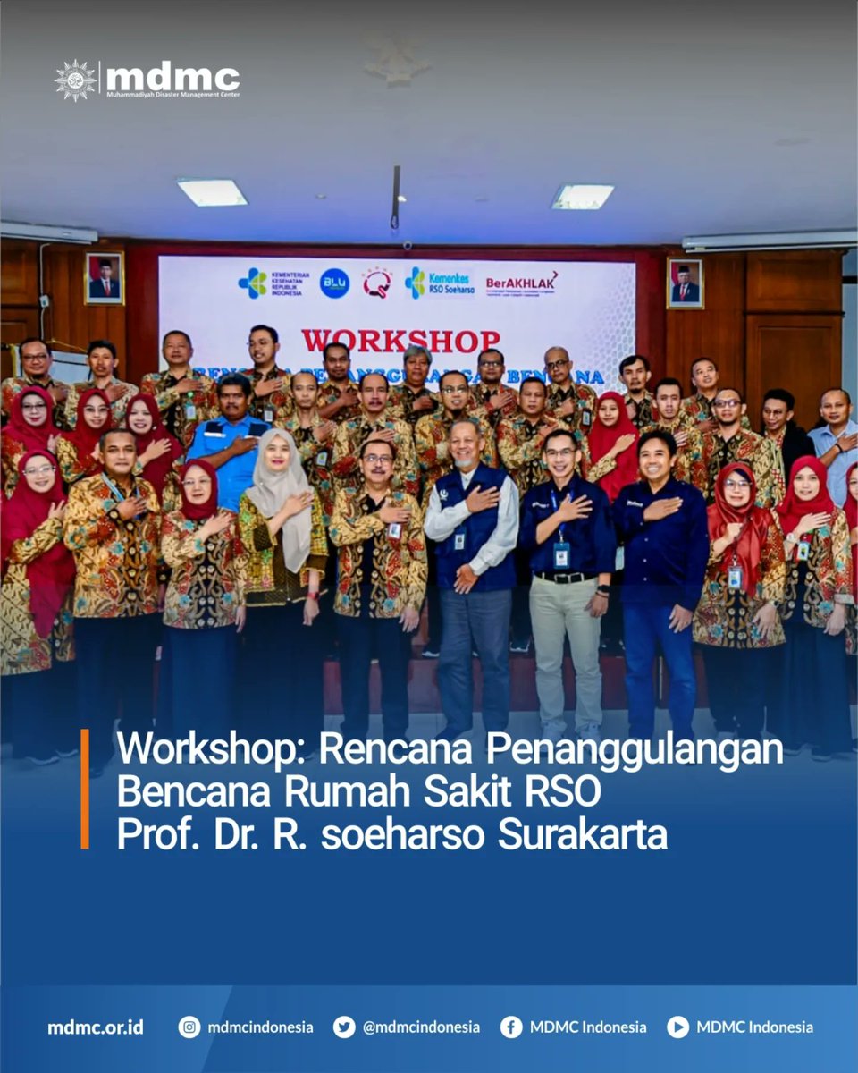 MDMCIndonesia's tweet photo. Assalamualaikum Sobat Tangguh!!

MDMC kembali menggelar workshop "Rencana Penanggulangan Bencana di Rumah Sakit RSO Prof. Dr. R. Soeharso Surakarta" yang berlangsung pada tanggal 23-25 Juli 2024 untuk mempersiapkan rumah sakit yang tangguh dalam merespon dan menghadapi bencana. https://t.co/JU4rc2W9Yb