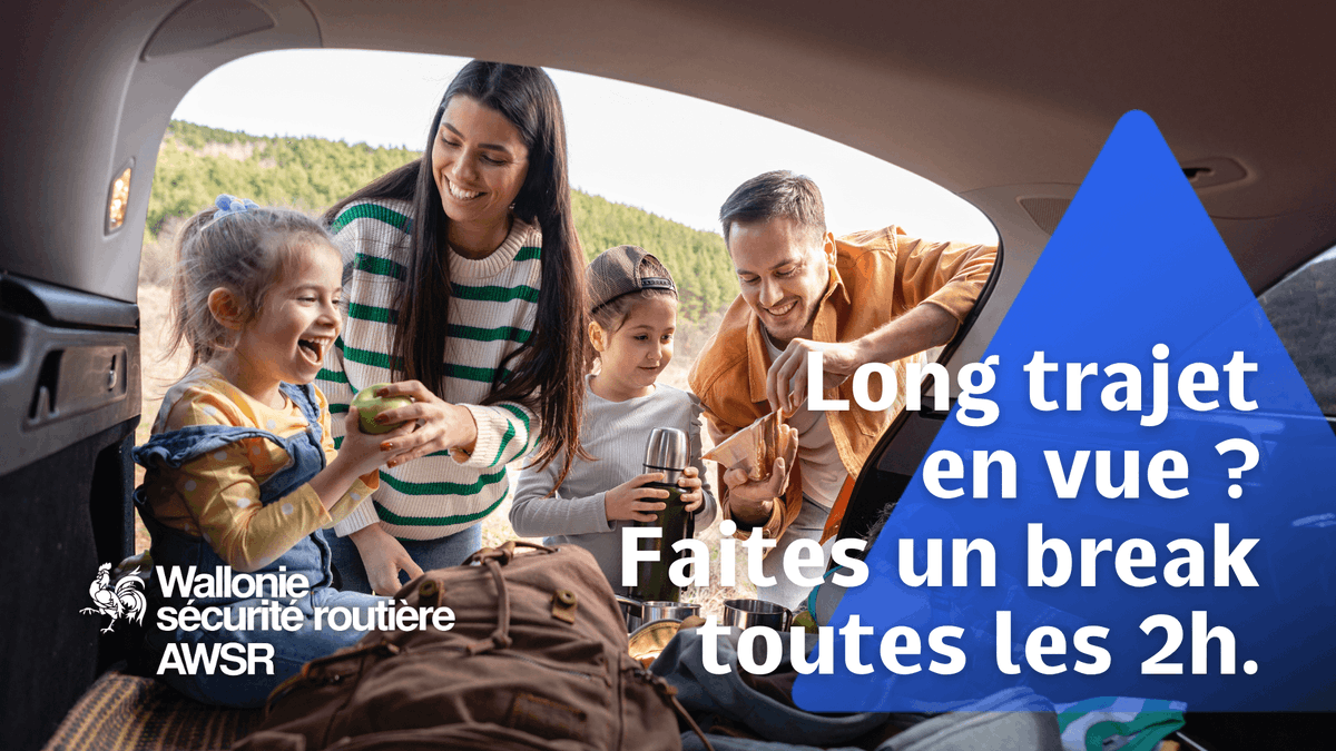#SécuritéRoutière
Long trajet en vue, faites un break toutes les 2h !
awsr.be/.../long-traje…