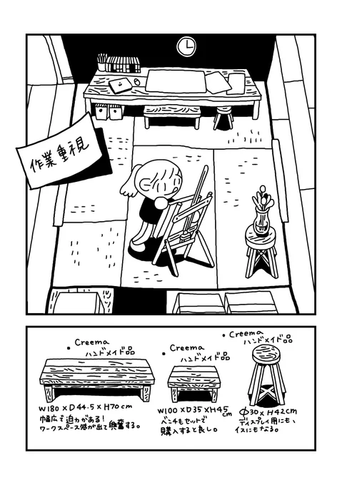 うつ病イラストレーターがアトリエのレイアウトを妄想する漫画 
(3/6) #漫画が読めるハッシュタグ 