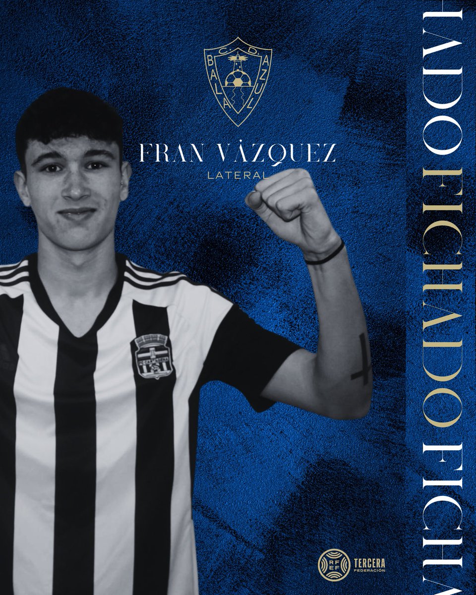 CDBalaAzul1948's tweet photo. 🆕 𝐅𝐫𝐚𝐧 𝐕𝐚́𝐳𝐪𝐮𝐞𝐳, polivalencia para el Bala.

Jugador sub-23, rápido, con buen pie y que puede jugar en todas las posiciones de banda. 

Con pasado en @BalsicasA en Tercera RFEF y en el juvenil del @FCCartagena_efs en División de Honor. 💥

¡Bienvenido!

🦈 #VamosBala https://t.co/P7kL6K61Fk
