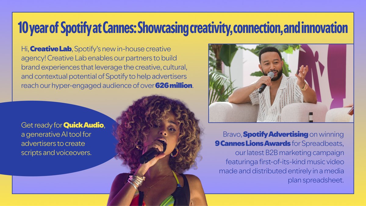 SpotifyNews's tweet photo. From connecting creators and fans in new ways to showcasing creativity and innovation at Cannes here’s what you need to know about our $SPOT Q2 2024 earnings: https://t.co/qtkfe123KP https://t.co/hifj6qoIjc