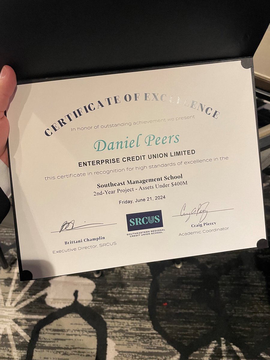 Well done Daniel, our Head of Finance, for completing Year 2 of the Southeastern Regional Credit Union School! 

At the end of this program Daniel will be a Certified Credit Union Executive - we’re incredibly proud of his commitment to our organisation's excellence 🏆