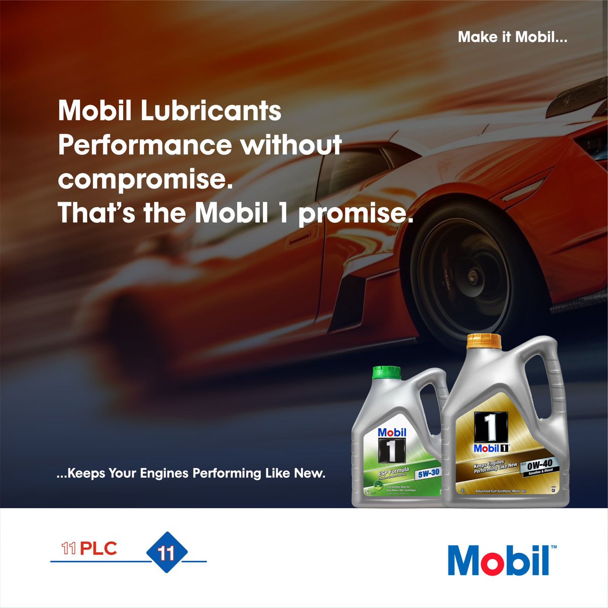 11PLC's tweet photo. Experience the Uncompromising Power of Mobil 1 Lubricants 
Engineered to Keep Your Engines Performing Like New, with Unparalleled Protection, Unmatched Fuel Efficiency, and Unrivaled Durability, Because Your Vehicle Deserves Nothing But the Best

#performancematters #11plc https://t.co/stI5vm61NQ