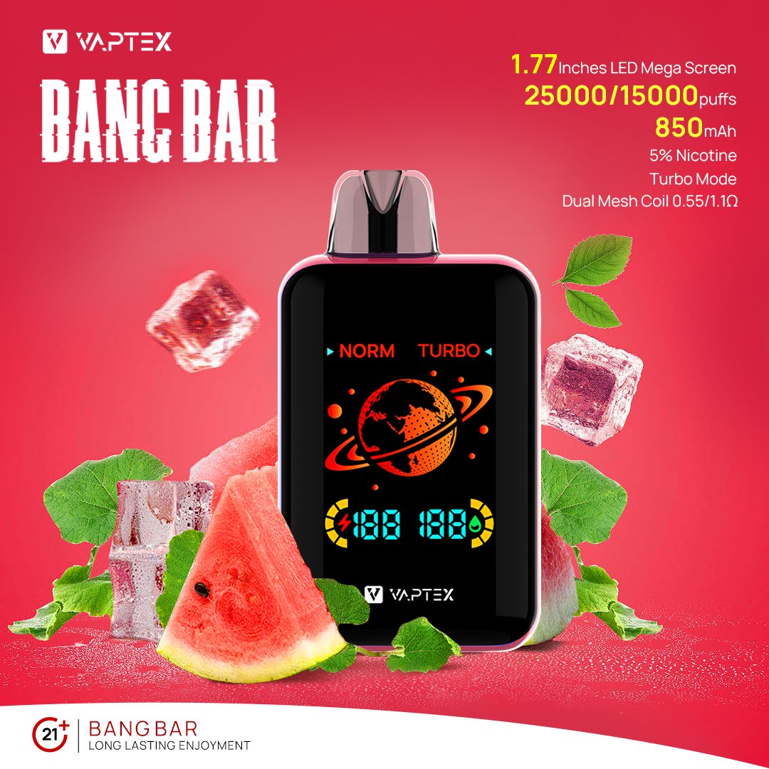 Remember the Bangbar with 1.77 TFT mega screen?🥰 Meet the new Bangbar with LED screen!💨

 #bangbar #vaptex #vaptexworld