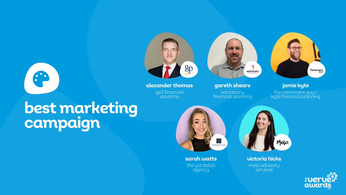 Our Best Marketing Campaign Award... 

🎨 - Alexander Thomas from GP3 Financial
🎨 - Gareth Shears from Sanctuary Financial Planning
🎨 - Jamie Kyte from The Retirement Guy / Kyte Financial Planning
🎨 - Sarah Watts from <a href="/yardstickagency/">The Yardstick Agency</a>
🎨 - Victoria Hicks from <a href="/elofrommelo/">Elo from Melo</a>