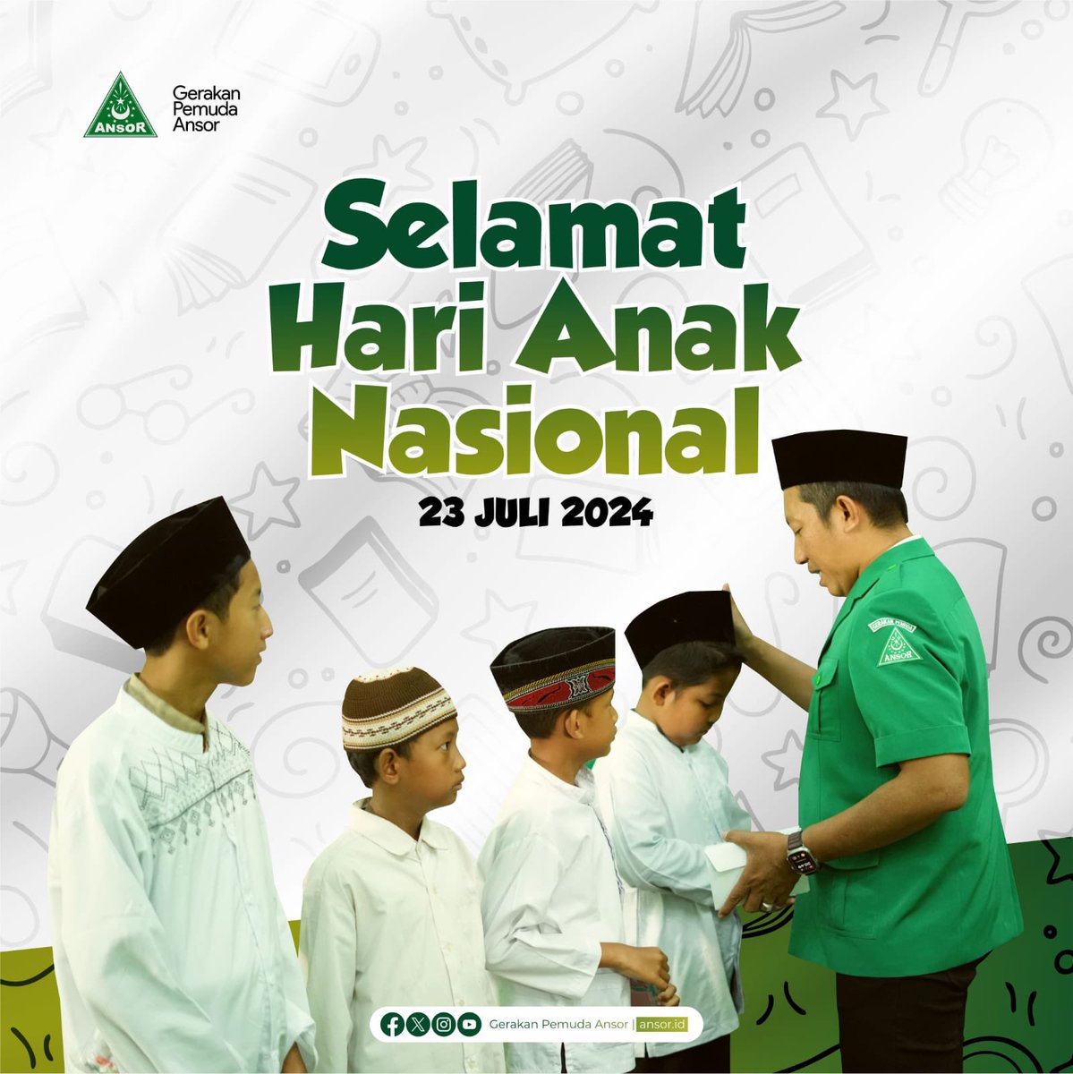 Official_Ansor's tweet photo. Selamat Hari Anak Nasional 2024
“Anak Terlindungi, Indonesia Maju” https://t.co/VU95QmTzE9