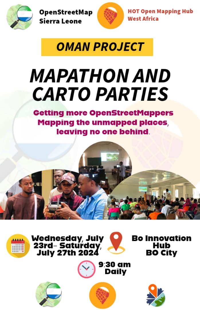 We continue our campaign at the Bo Innovation Hub to introduce 400 new individuals to OpenStreetMap. 

Thanks to the <a href="/openmapping_wna/">Open Mapping Hub - West and Northern Africa</a>  for their support m