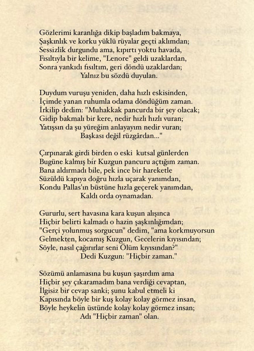 onurbayazit_'s tweet image. şu yukarda dönen gökle tanrı'yı seversen söyle;
ey kutsal yaratık" dedim, "uğursuz kuş ya da şeytan!
azalt biraz kederimi.
— edgar allan poe / kuzgun, çev: ülkü tamer.