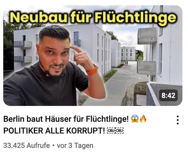 SchwarzePalmen's tweet photo. Der Berliner #Youtube|er #JSix generiert seine Clicks aktuell mit einem sehr breiten Spektrum an Themen. Es wird zum Beispiel gegen ukrainische Geflüchtete gehetzt, gegen andere Geflüchtete gehetzt oder auch mal gegen alle Geflüchteten gehetzt. https://t.co/02f57R0ffY