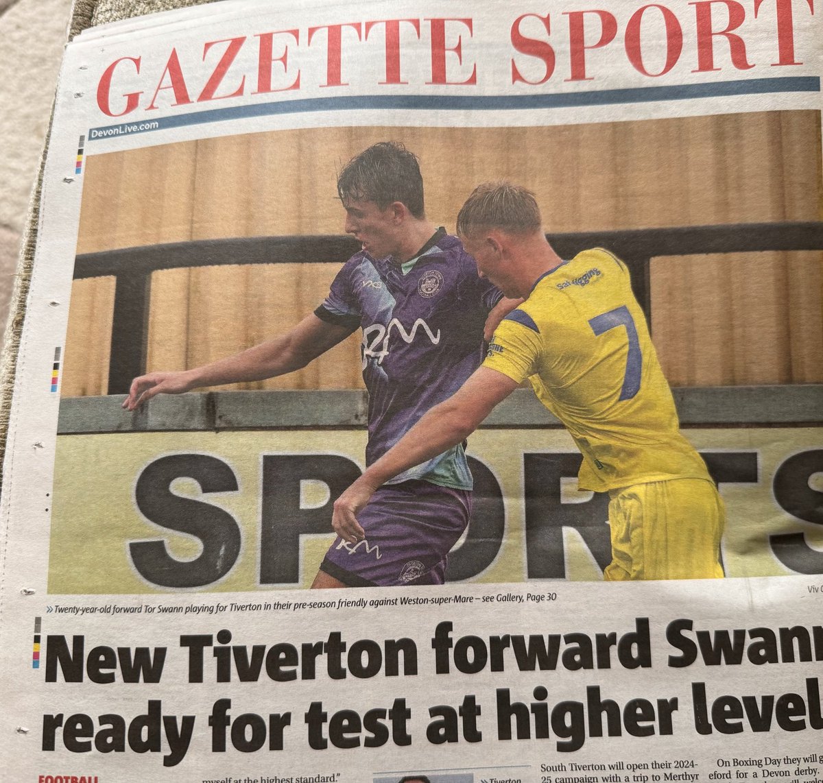 vivcurtis's tweet photo. Back page & whole page spread @tivertontownfc #localpaper #tivvy https://t.co/v5pm4kQwJn