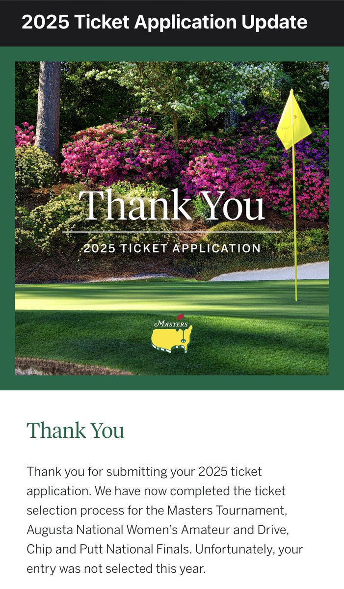 A tradition unlike any other.

Consecutive years in not making the cut for the Masters is up to 18 🤦‍♂️
