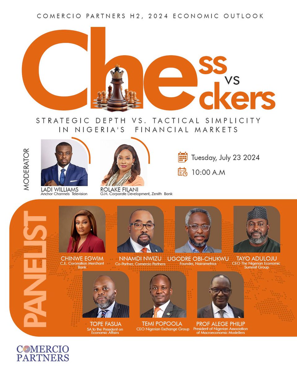 Wizman18's tweet image. The much awaited Comercio Partners H2 Economic Outlook is currently ongoing at The Wheatbaker Hotel, Ikoyi. 

Theme: Chess Vs Checkers - Strategic Depth vs. Tactical Simplicity In Nigeria&apos;s Financial Markets.

#ChessvsCheckers
#CPH2outlook
#CPResearch