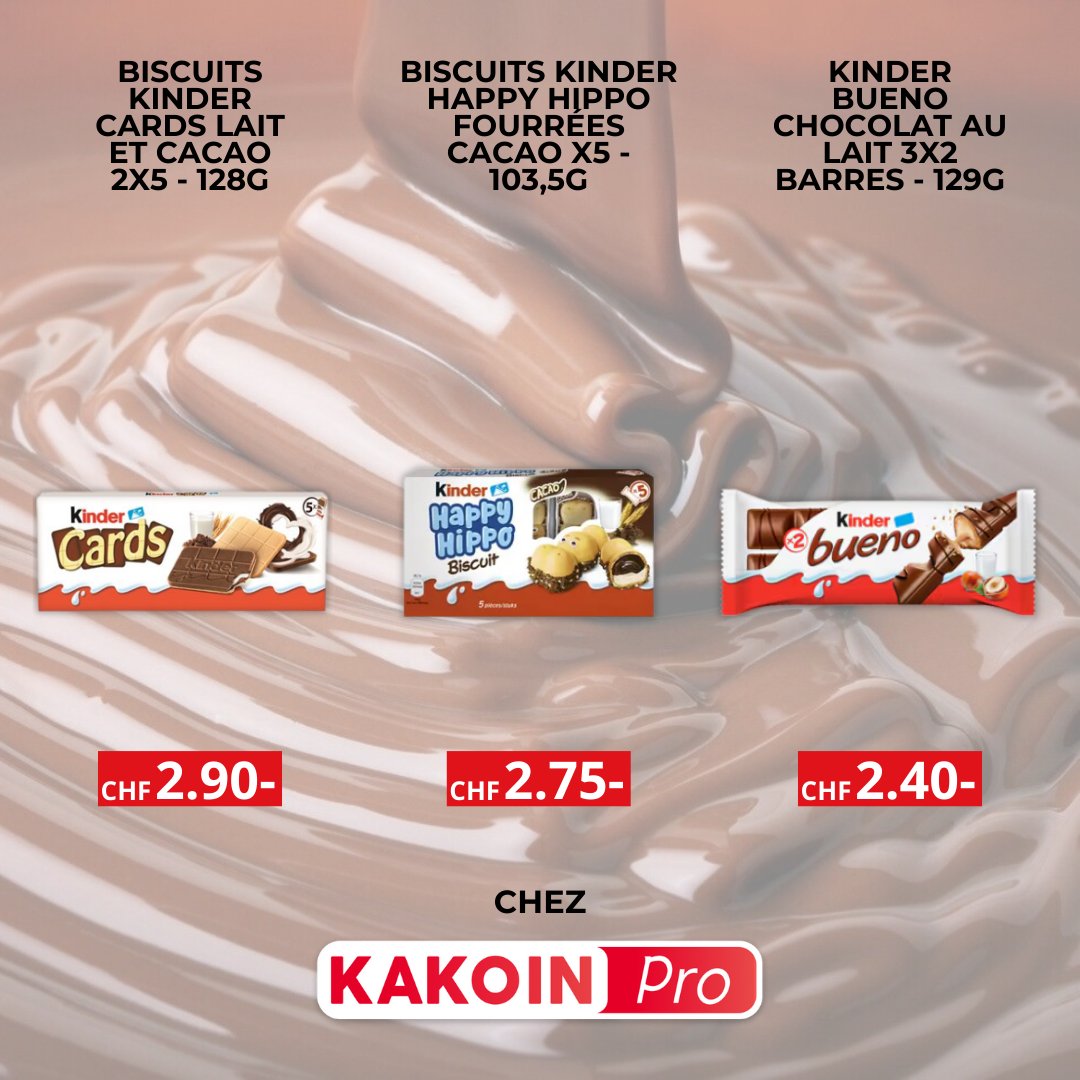 kakoinpro's tweet photo. 🍫✨ Découvrez les délices Kinder chez Kakoinpro!
Prix les moins chers pour les pros. Commandez en gros! #KinderDelices #Kakoinpro #ChocolatGourmand #BiscuitsKinder #AchatsEnGros #PrixProfessionnels
🔗 https://t.co/TBUETZCsly https://t.co/IuQW3XLqqD