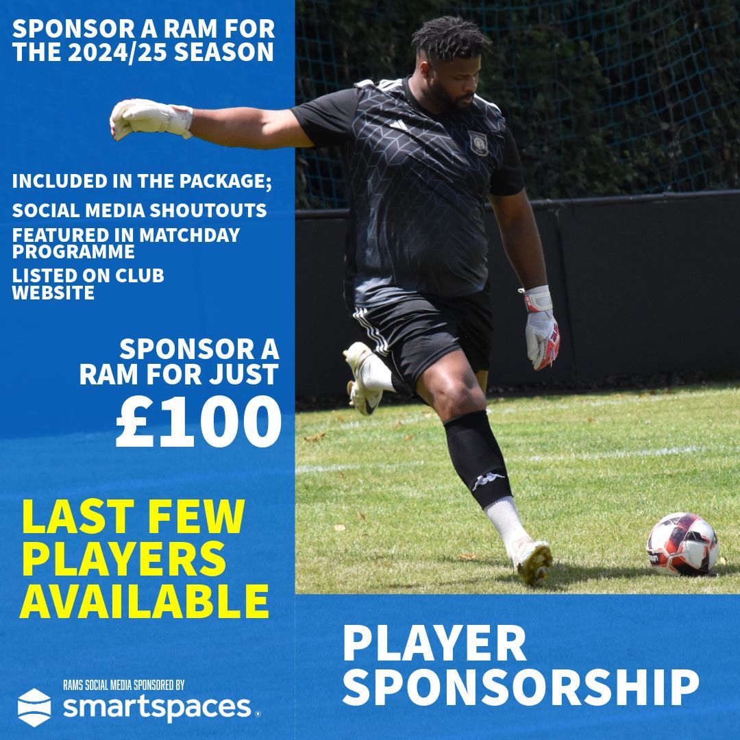 ⚽️ | 𝗣𝗟𝗔𝗬𝗘𝗥 𝗦𝗣𝗢𝗡𝗦𝗢𝗥𝗦𝗛𝗜𝗣 

We have a few players available to sponsor. Please get in touch to sponsor anyone in the list below.

Asad Ssemwogerere, Austen Giles, Cohwen Whitaker, Dan Wood, Ellis Grant, Harrison Cable, Riley Garrett and Sam Ndlovu.

#uptherams