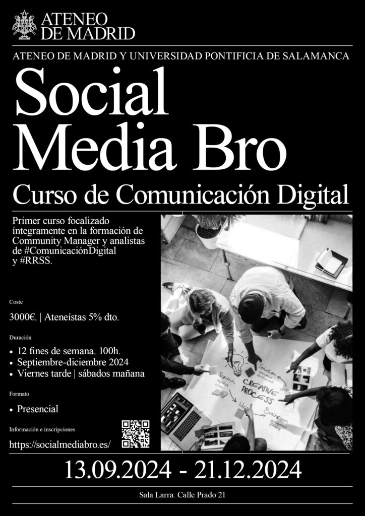 #EscuelaDelAteneo

¡A partir de septiembre, el Ateneo se mete de lleno en la era digital con <a href="/social_mediabro/">Social Media Bro</a>!

📲 ¡Conviértete en un experto de las RRSS y dedícate a ello profesionalmente!

📅 Del 13.09 al 21.12.

➕ información: ateneodemadrid.com/evento/social-…