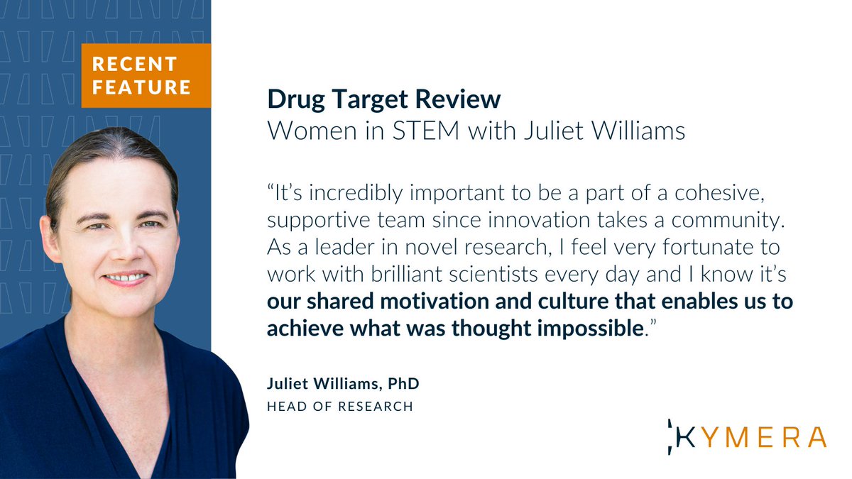 Our Head of Research, Juliet Williams, was featured today in <a href="/DrugTargetRev/">Drug Target Review</a>'s #WomenInSTEM series! She reflects on her career leading highly productive scientific teams in novel #drugdiscovery research and shares key learnings and advice for women looking to pursue careers in