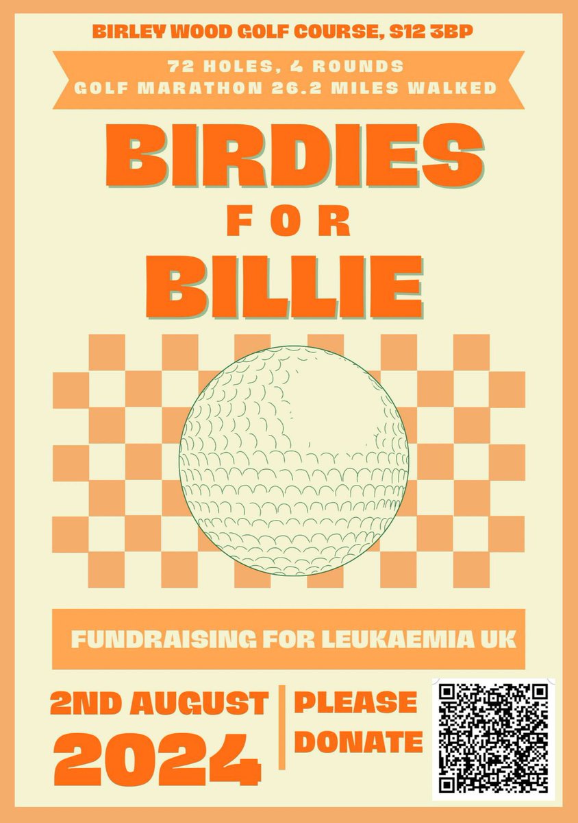 Please donate if you can!! 
Myself <a href="/jackgagen/">Jack Gagen</a> <a href="/JoeKusners/">Joe</a> <a href="/dannyoughts/">danny oughts</a> are taking on “Birdies for Billie” Golf marathon for Leukaemia UK. Along with Zac and Freyja running the London marathon. 

The link to donate is below 

justgiving.com/page/freyja-ha…
