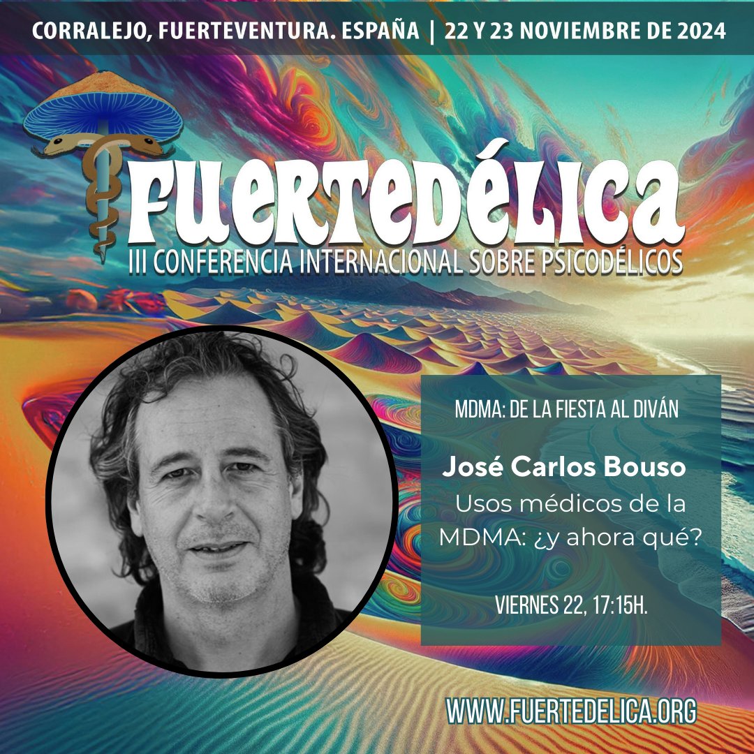 Fuertedelica's tweet photo. José Carlos Bouso, director científico de @NGO_ICEERS, participa en #Fuertedélica como parte de la mesa redonda ‘MDMA, de la fiesta al diván’, con la charla titulada ‘Usos médicos de la MDMA, ¿y ahora qué?’.
Consigue ya tu entrada a precio reducido.
https://t.co/H7s8iJNbcu https://t.co/ppaiDmGnbg