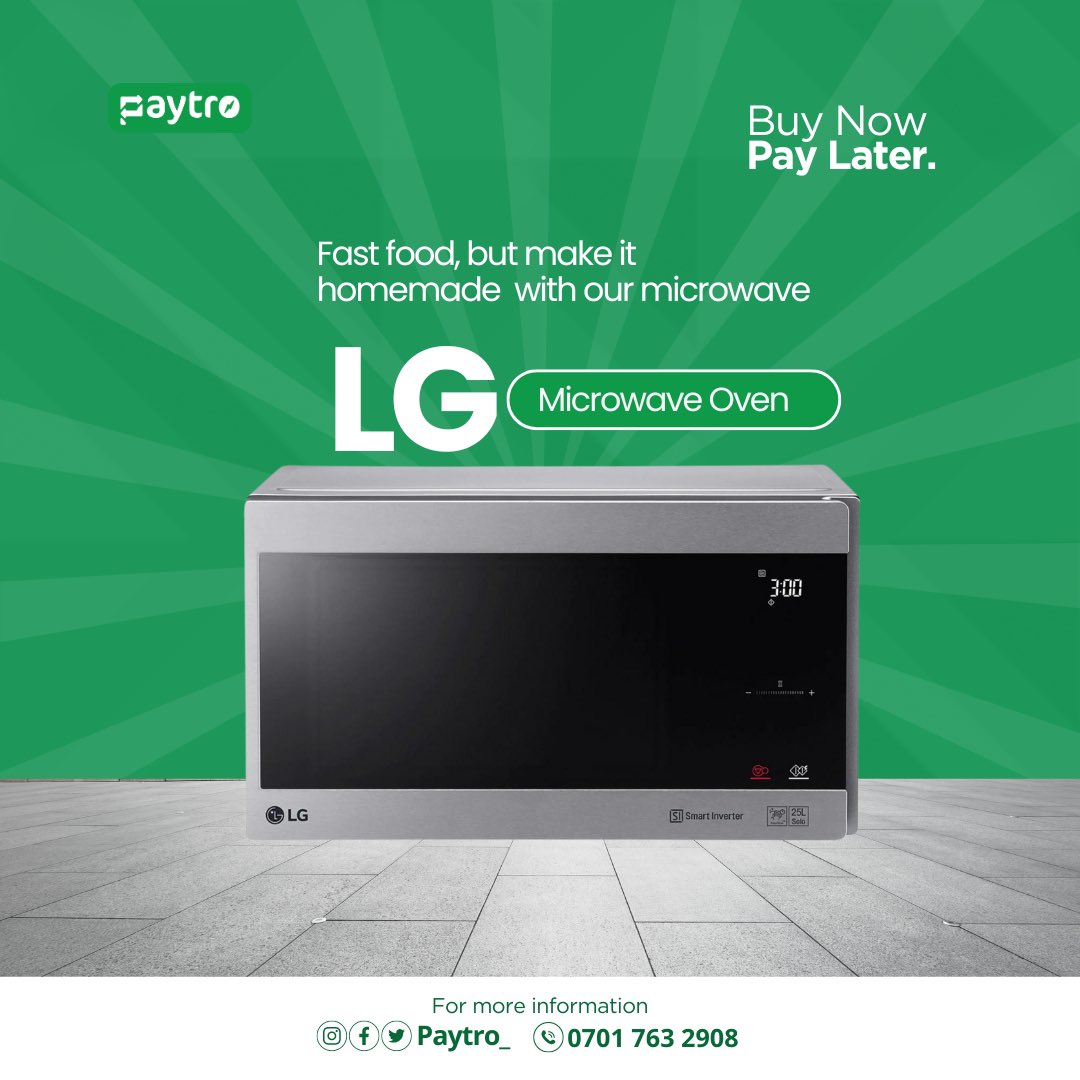 Paytro__'s tweet photo. Save time and energy with a microwave, available for Buy Now Pay Later
Shop on https://t.co/gwiBhMvJXG or 💬 07017632908
#paytro #shoponline #buyelectronics #chestfreezer #paysmallsmall #payininstalments #installmentplan #microwave https://t.co/s0FaHFW6UW