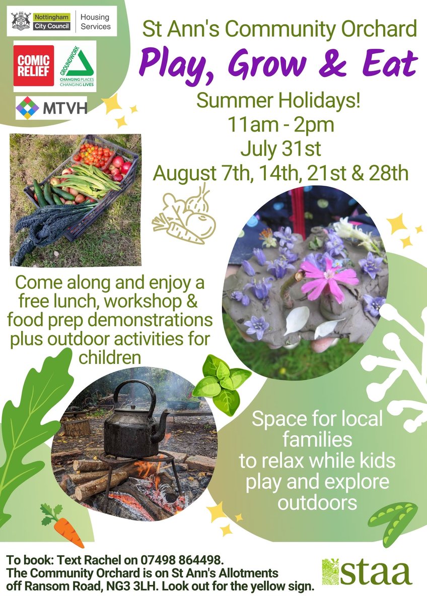 St Ann's Allotment Orchard Summer holiday sessions and monthly Community Day 🩵 Nottingham