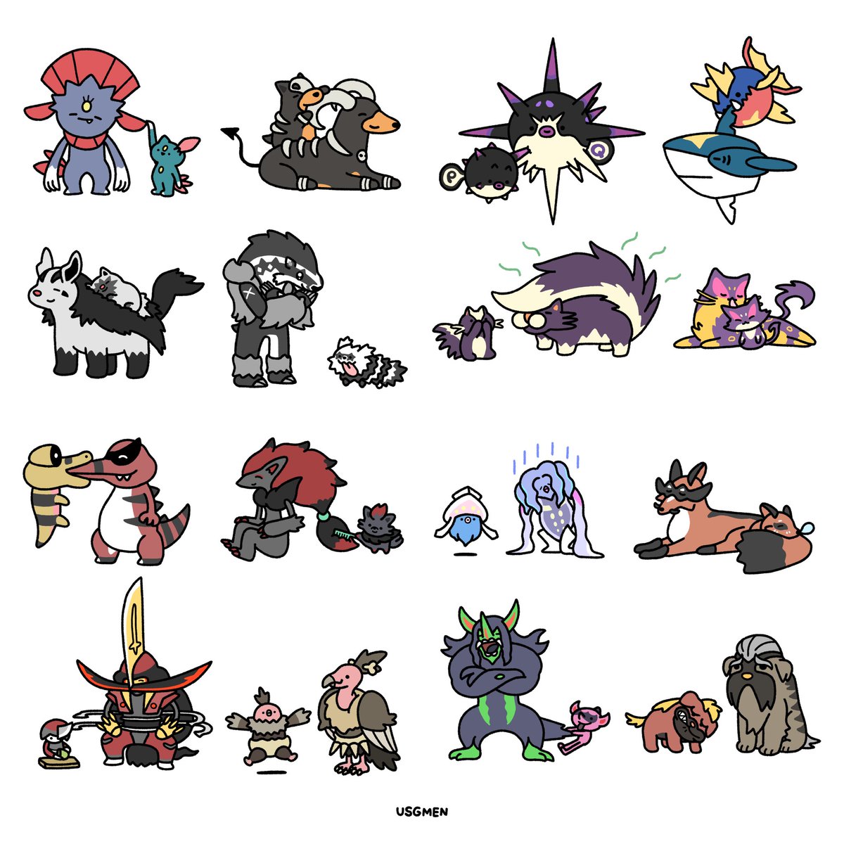 USGMEN_GIF's tweet photo. 3タイプのポケモン親子 https://t.co/olQuVfSSc3