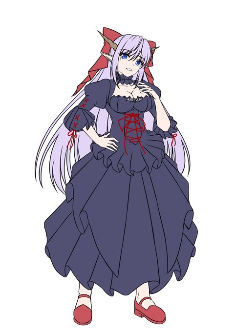 程よい身長でひらひら系の服着てるキャラで練習兼ねて落書き
『魔が堕ちる夜』よりシェリス 