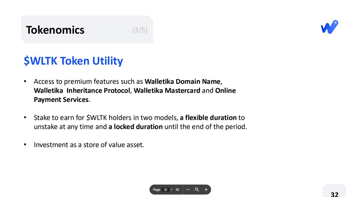 The Walletika $WLTK Token Has Great Use Cases 🚀

🔹Access to premium features such as Walletika Domain Name, Walletika Inheritance Protocol, Walletika Mastercard and Online Payment Services.

🔹Stake to earn for $WLTK holders in two models, a flexible duration to unstake at any