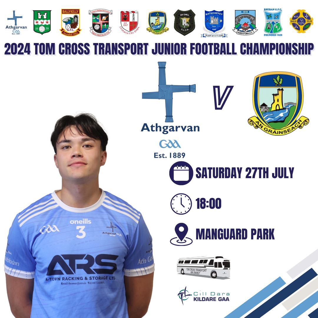 It’s Division 3 league winners V Division 4 League winners this coming Saturday in Manguard Park when we take on <a href="/grangenolvin/">Grangenolvin GFC</a> in the first round of the Junior Championship at 6pm.

Tickets here

embed.futureticketing.ie/c/kildare-gaa/…

will have live update on <a href="/WhatstheScor/">Whats The Scór</a>