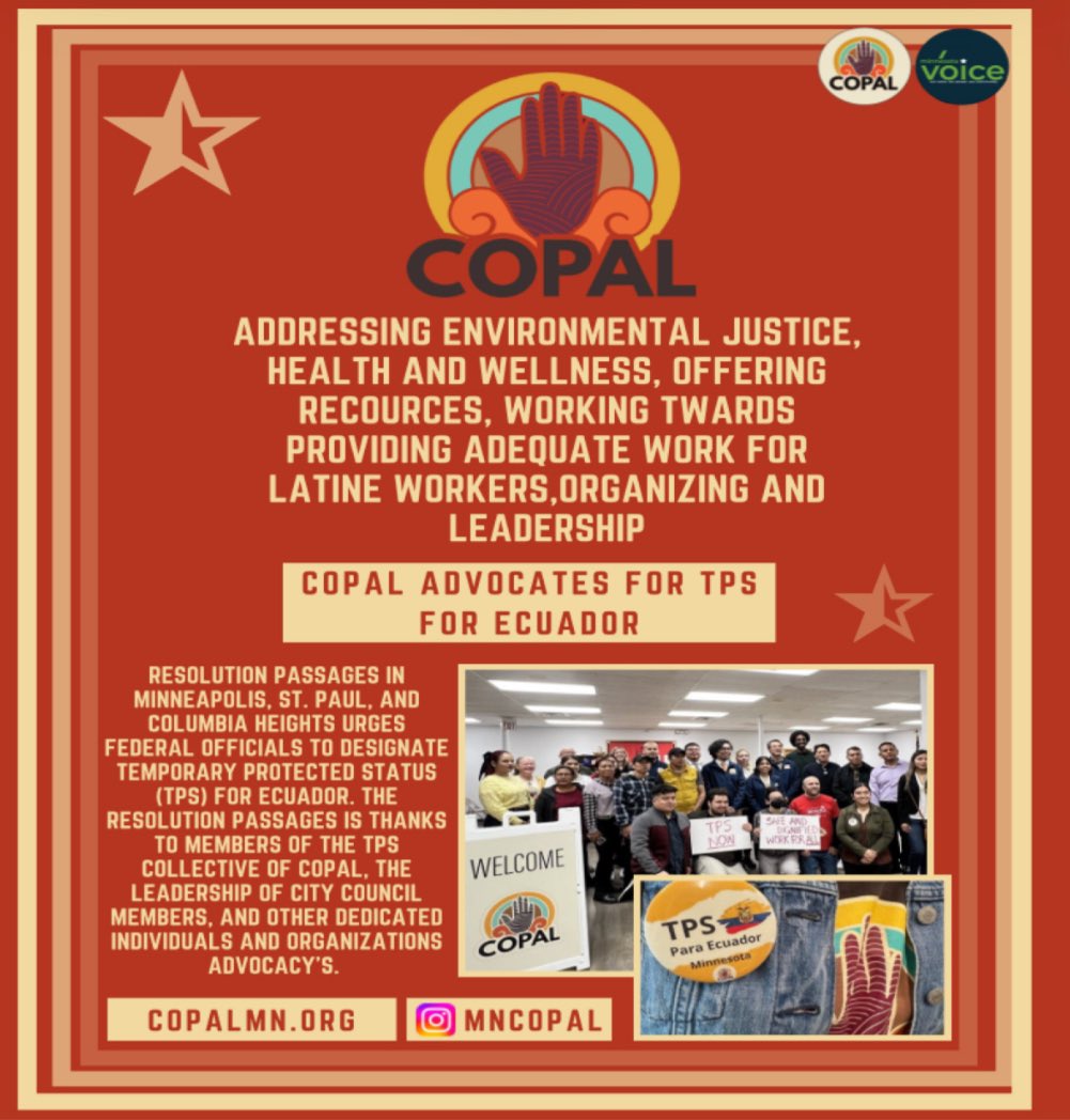 Shout out to our partner COPAL!

COPAL supports the Latine community within Minnesota and addresses environmental justice, health and wellness, organizing and leadership, and the South Central initiative.

Picture credits:
copalmn.org