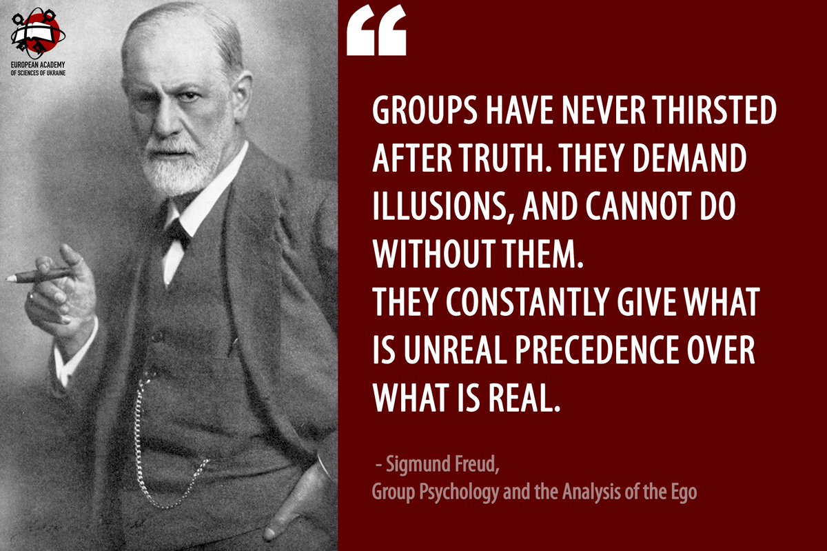 EUASU_Ukraine's tweet image. "...They constantly give what is unreal precedence over what is real; they are almost as strongly influenced by what is untrue as by what is true. They have an evident tendency not to distinguish between the two.”

—  Sigmund Freud
#Euasu #quote #freud